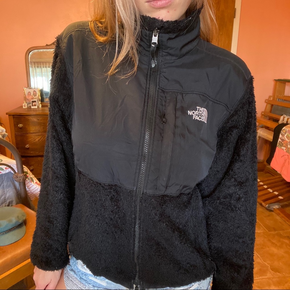 North Face Black Fur Zip Jacket Medium